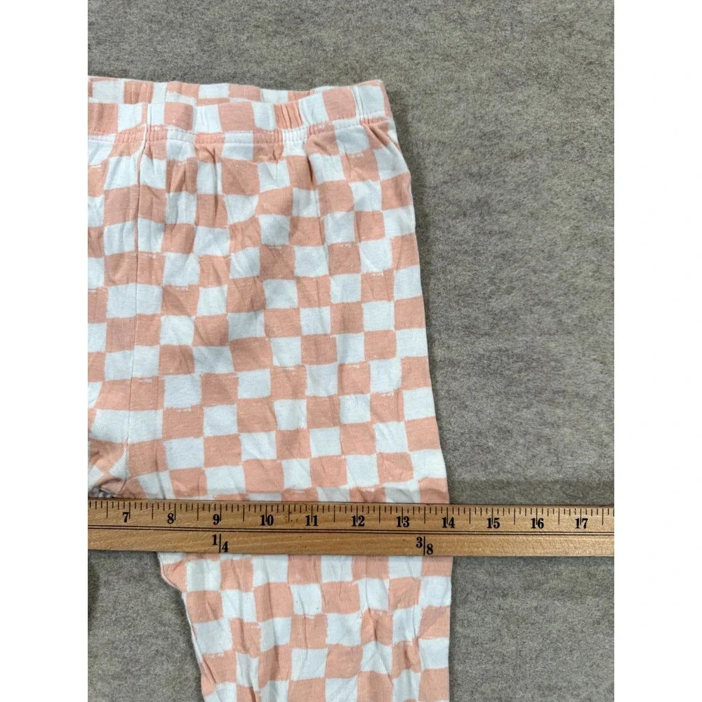 Carter's Pajama Pants Girls 12/12A Peach White Checkered Casual Mid Rise Pull On